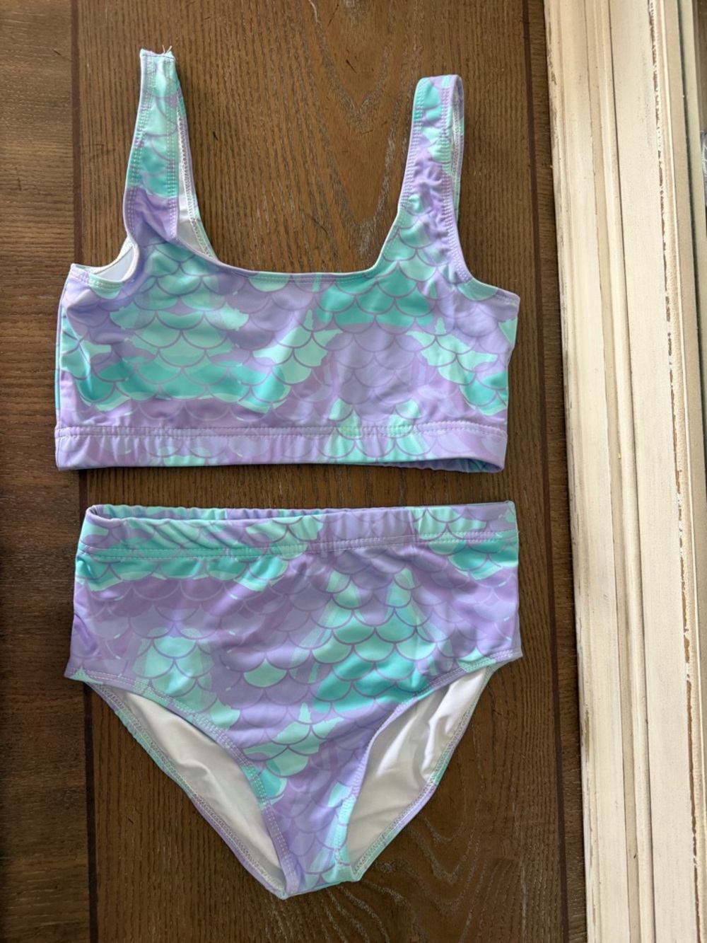 Girls' Mermaid Scale Two-Piece Swimsuit in Lavender & Aqua